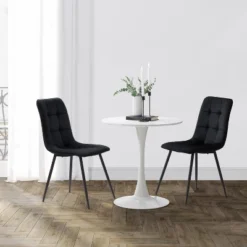 Nash Velvet Side Chair With Black Legs - CorLiving