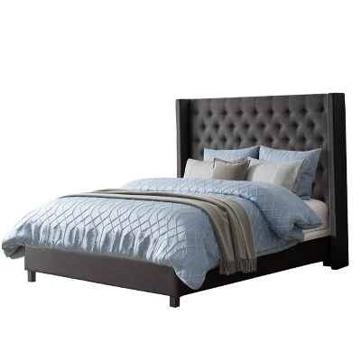 King Fairfield Fabric Tufted Bed With Wings - CorLiving - Image 5
