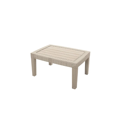 4pc All Weather Outdoor Conversation Set With Cushions - Beige/Dark Gray - CorLiving - Image 4