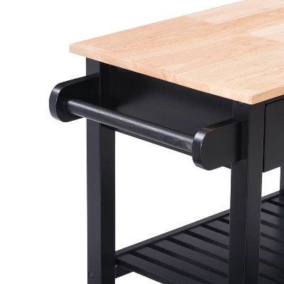 Sage Open Storage Wood Kitchen Cart Black - CorLiving - Image 9