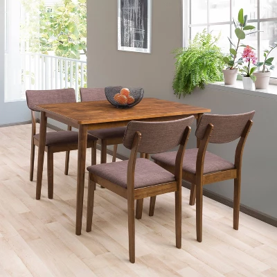 5pc Branson Wood Dining Set Walnut Stain - CorLiving - Image 2