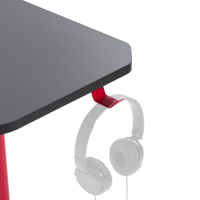 Conqueror Gaming Desk With Led Lights Black And Red - CorLiving - Image 7