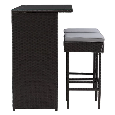 Parksville Patio Bar Set With Cushions - Black/Gray - CorLiving - Image 3