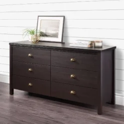 Boston 6 Drawer Dresser Black - CorLiving