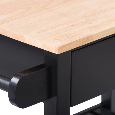 Sage Open Storage Wood Kitchen Cart Black - CorLiving - Image 7