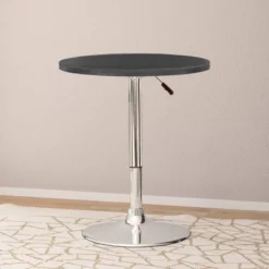 Round Adjustable Pedestal Dining Table Black - CorLiving