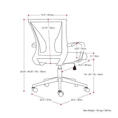 Workspace Ergonomic Mesh Back Office Chair - CorLiving - Image 10