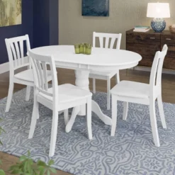 5pcs Dillon Extendable Stained Solid Wood Dining Set - CorLiving