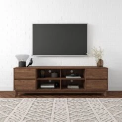Hollywood Wood Grain TV Stand For TVs Up To 85" With Drawers - CorLiving