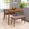 3pc Branson Wood Dining Set With Bench Walnut Stain - CorLiving