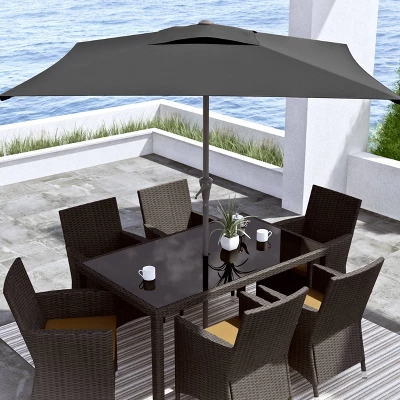 9' Square Titling Market Patio Umbrella With Base - CorLiving
