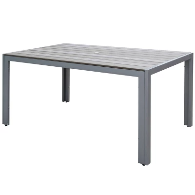 Outdoor Rectangle Dining Table - Sun Bleached Gray - CorLiving - Image 2