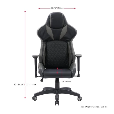 Nightshade Gaming Chair Black And Gray - CorLiving - Image 7