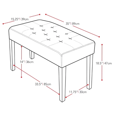Fresno 12 Panel Bench - CorLiving - Image 2