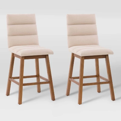 Set Of 2 Boston Channel Tufted Fabric Barstools - CorLiving - Image 6