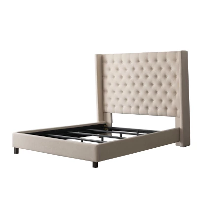 Queen Fairfield Tufted Fabric Bed With Wings - CorLiving - Image 4