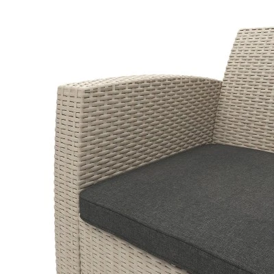 4pc All Weather Outdoor Conversation Set With Cushions - Beige/Dark Gray - CorLiving - Image 6