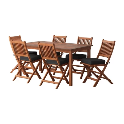 7pc Outdoor Dining Set - Natural - CorLiving