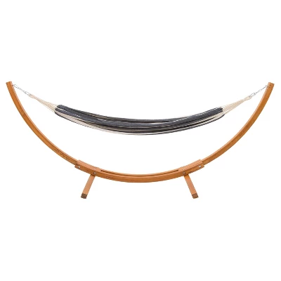 Wood Frame Free Standing Sling Hammock - Navy/White - CorLiving - Image 2