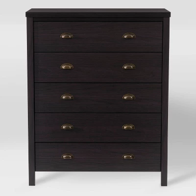 Boston 5 Drawer Dresser Black - CorLiving - Image 2