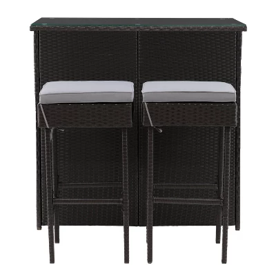 Parksville Patio Bar Set With Cushions - Black/Gray - CorLiving - Image 7