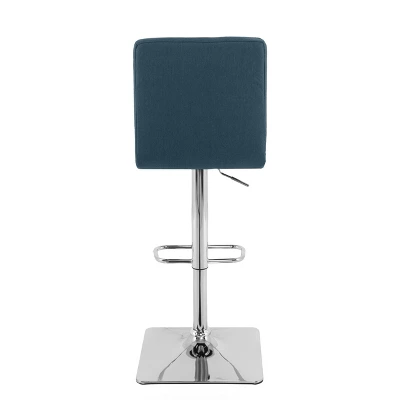 Set Of 2 Adjustable Square Tufted Barstools Dark Blue - CorLiving - Image 3