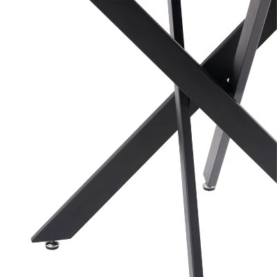 Lennox Iron Leg Trestle Dining Table Black - CorLiving - Image 4