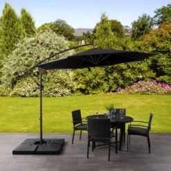 9.5' UV Resistant Offset Cantilever Patio Umbrella With Base Weights - CorLiving