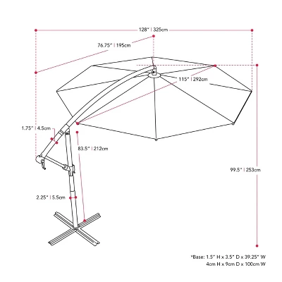 9.5' UV Resistant Offset Tilting Cantilever Patio Umbrella - CorLiving - Image 10