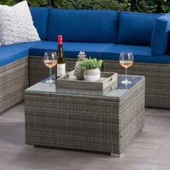 Parksville Square Patio Coffee Table - Gray - CorLiving