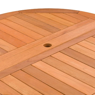 Outdoor Drop Leaf Round Dining Table - Natural - CorLiving - Image 3