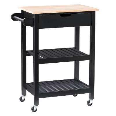 Sage Open Storage Wood Kitchen Cart Black - CorLiving - Image 2