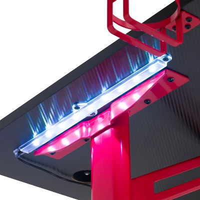 Conqueror Gaming Desk With Led Lights Black And Red - CorLiving - Image 13