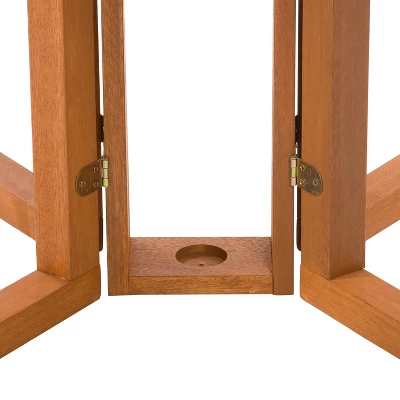 Outdoor Drop Leaf Round Dining Table - Natural - CorLiving - Image 4