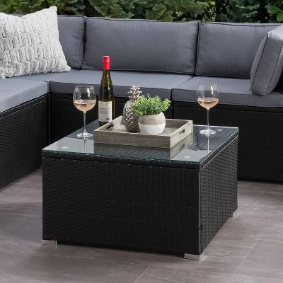 Parksville Square Patio Coffee Table - Black - CorLiving