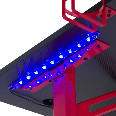 Conqueror Gaming Desk With Led Lights Black And Red - CorLiving - Image 11