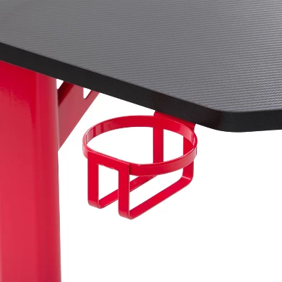 Conqueror Gaming Desk With Led Lights Black And Red - CorLiving - Image 6