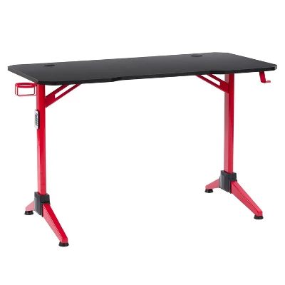 Conqueror Gaming Desk With Led Lights Black And Red - CorLiving - Image 2