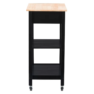 Sage Open Storage Wood Kitchen Cart Black - CorLiving - Image 6