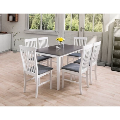7pc Michigan Two-Tone Wood Dining Set Gray/White - CorLiving