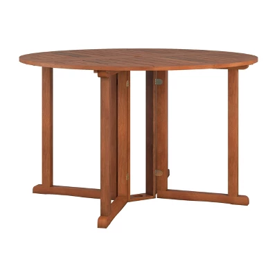 Outdoor Drop Leaf Round Dining Table - Natural - CorLiving - Image 6