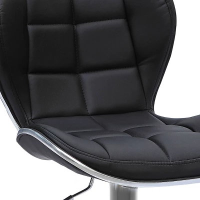 Set Of 2 Adjustable Chrome Accented Bonded Leather Barstool - Corliving - Image 7