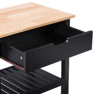 Sage Open Storage Wood Kitchen Cart Black - CorLiving - Image 8